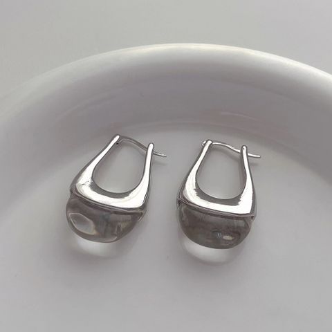 1 Pair Simple Style U Shape Inlay Copper Crystal Drop Earrings