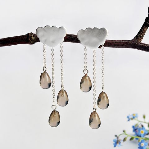 1 Pair Elegant Pastoral Streetwear Clouds Geometric Plating Sterling Silver Drop Earrings