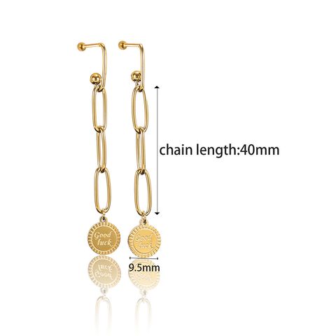 1 Pair Vintage Style Round Polishing Plating Stainless Steel 14K Gold Plated Ear Studs