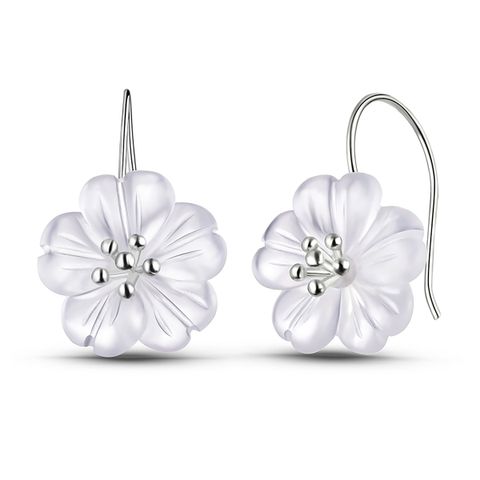 1 Pair Elegant Pastoral Flower Plating Sterling Silver Ear Studs