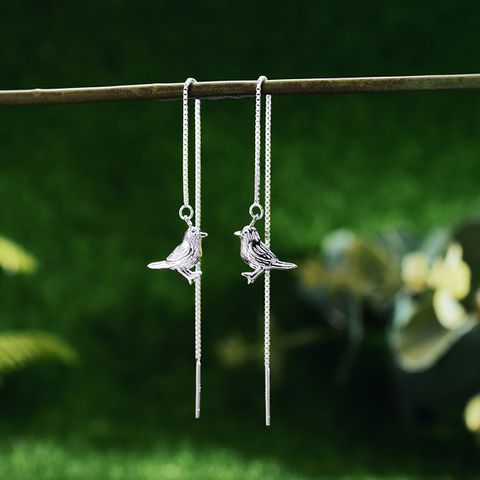 1 Pair Vintage Style Bird Plating Sterling Silver Ear Studs