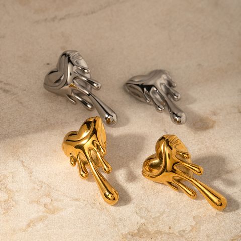 1 Pair Ig Style Vintage Style Heart Shape Plating Stainless Steel 18k Gold Plated Ear Studs