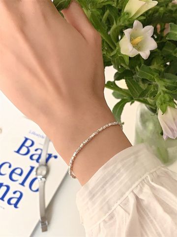 Simple Style Solid Color Freshwater Pearl Sterling Silver Plating Bracelets