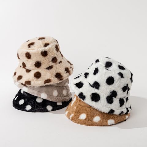 Women's Cute Basic Polka Dots Printing Wide Eaves Wool Cap