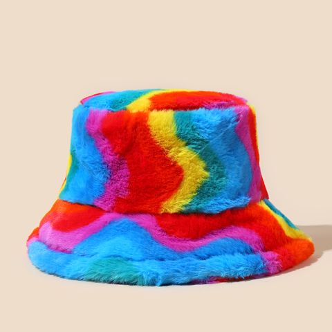 Unisex Retro Rainbow Leopard Wide Eaves Bucket Hat