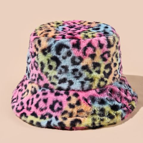 Unisex Retro Rainbow Leopard Wide Eaves Bucket Hat