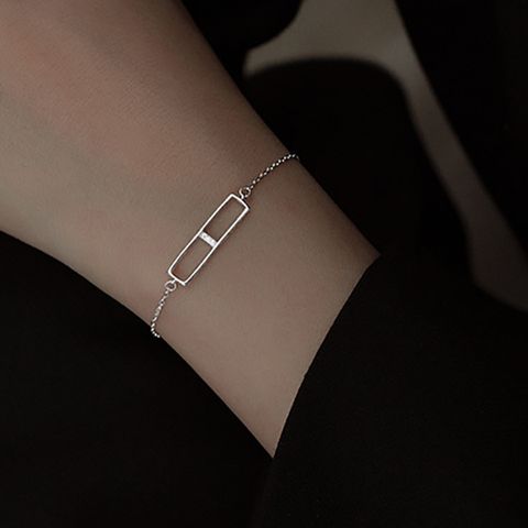 Casual Solid Color Sterling Silver Plating Inlay Zircon Silver Plated Bracelets