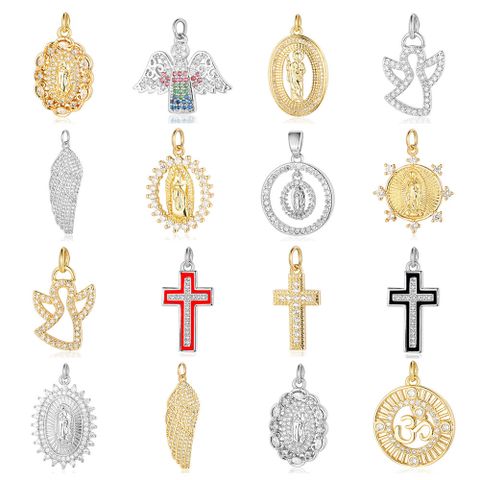 Virgin Angel Copper Zircon Pendant Cross Diy Ornament Accessories Virgin Om Necklace Bracelet Pendant