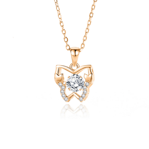 Simple Style Butterfly Sterling Silver Inlay Moissanite Zircon Pendant Necklace