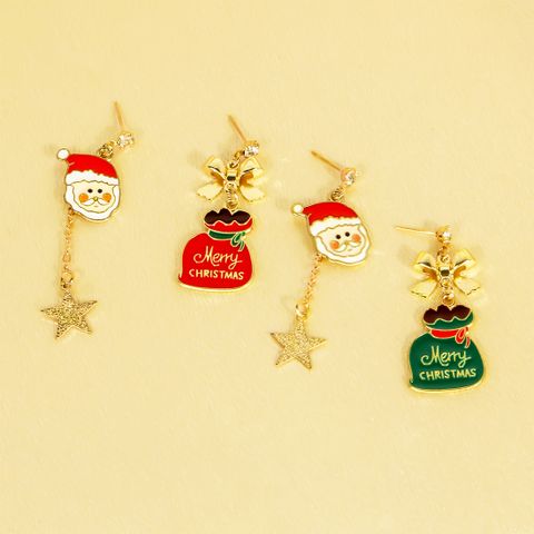 1 Pair Cute Sweet Commute Santa Claus Star Irregular Alloy Drop Earrings