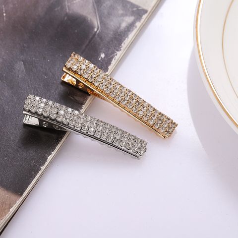 Simple Style Solid Color Alloy Inlay Rhinestones Hair Clip