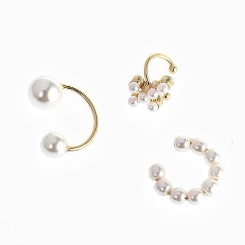 1 Set Simple Style U Shape Inlay Imitation Pearl Pearl Earrings