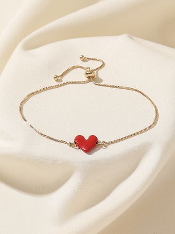 Casual Elegant Heart Shape Copper Lacquer Painting Bracelets