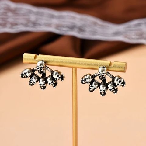 1 Pair Exaggerated Skull Plating Alloy Ear Studs
