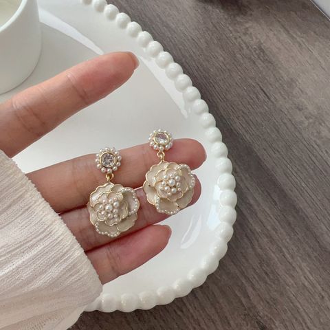 Elegant Lady Flower Imitation Pearl Women's Rings Earrings