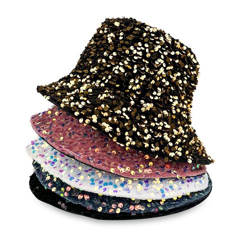 Unisex Hip-hop Retro Streetwear Colorful Sequins Wide Eaves Bucket Hat
