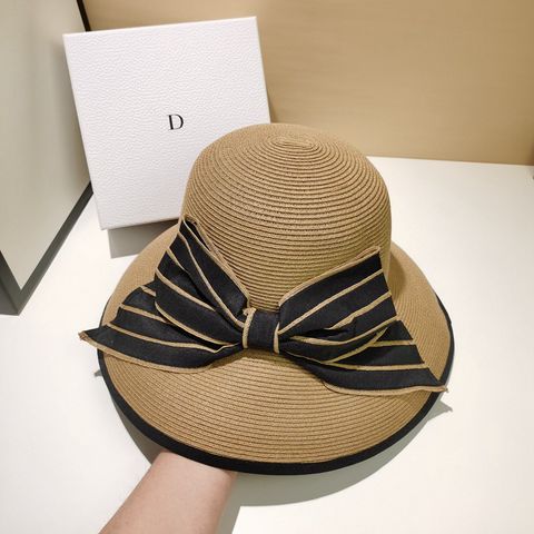 Women's Basic Pastoral Simple Style Bow Knot Wide Eaves Straw Hat