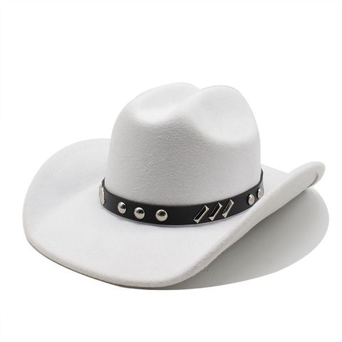 Unisex Retro Cowboy Style Simple Style Solid Color Chain Big Eaves Fedora Hat