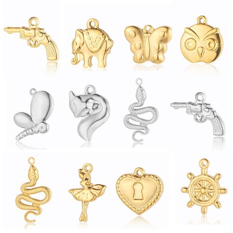 Simple Style Fox Butterfly Stainless Steel Plating Gold Plated Silver Plated Charms Jewelry Accessories