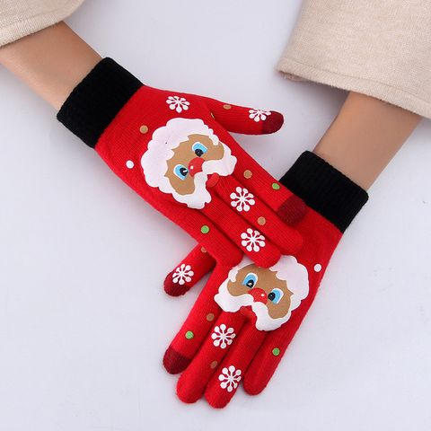 Women's Christmas Streetwear Santa Claus Snowman Gloves 1 Set