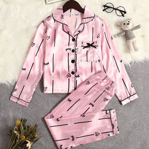 Cute Heart Shape Polyester Girls Clothing Sets