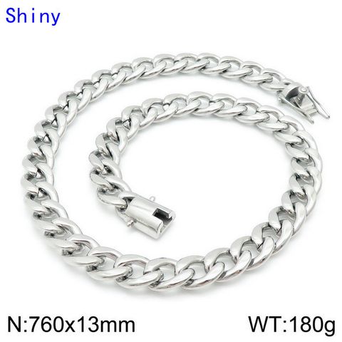 Classic Style Solid Color Titanium Steel Chain 18K Gold Plated Men's Bracelets Necklace