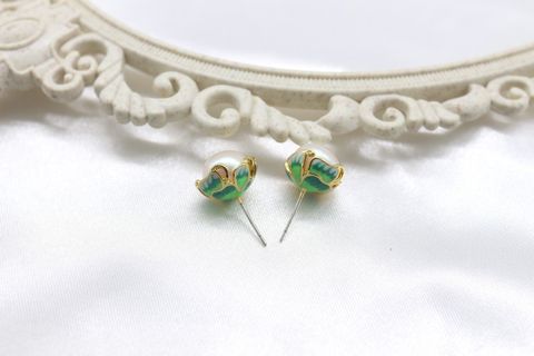 1 Pair Retro Geometric Inlay Copper Artificial Pearls Ear Studs