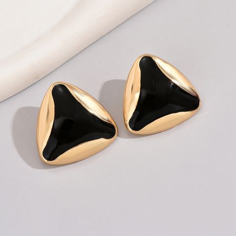 1 Pair Vintage Style Triangle Inlay Alloy Rhinestones Drop Earrings