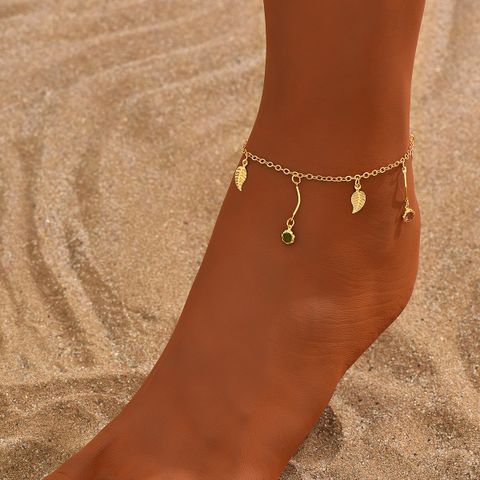 Elegant Luxurious Romantic Round Copper Inlay Rhinestones Women's Anklet