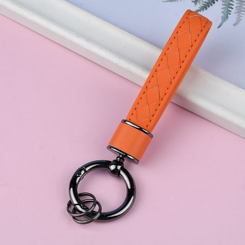 Luxurious Solid Color Pu Leather Women's Keychain