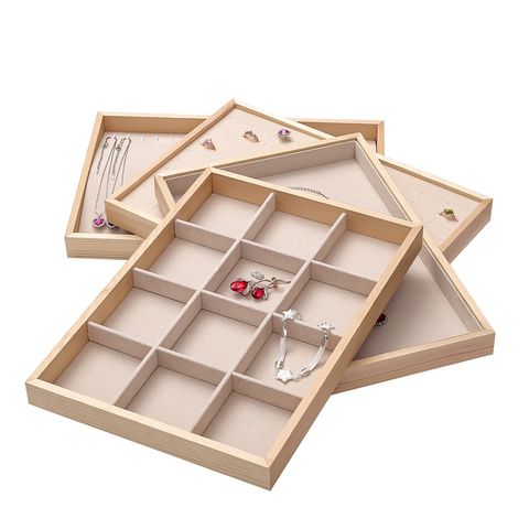 Simple Style Classic Style Rectangle Solid Wood Jewelry Rack