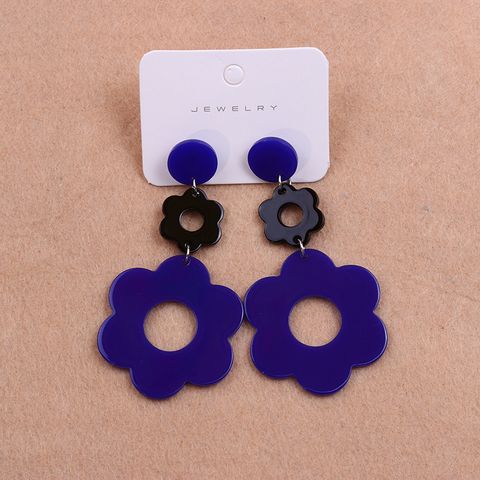 1 Pair Sweet Flower Patchwork Arylic Drop Earrings