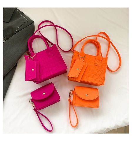 Women's All Seasons Felt Solid Color Elegant Square Open Handbag