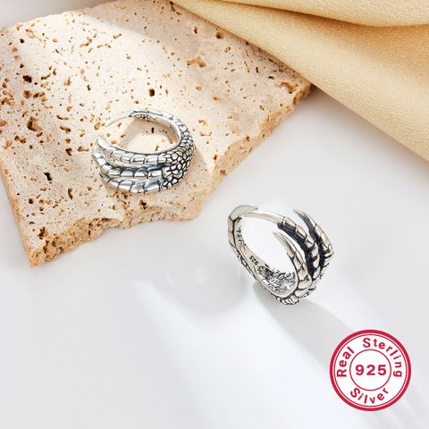 Retro Vintage Style Punk Paw Print Sterling Silver Irregular Plating White Gold Plated Rings