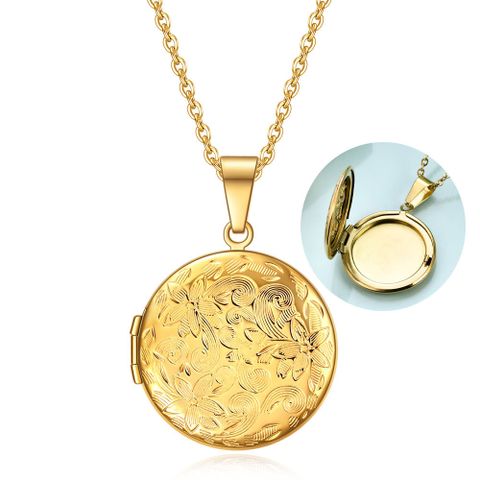 Wholesale Classic Style Round Titanium Steel Plating Gold Plated Pendant Necklace
