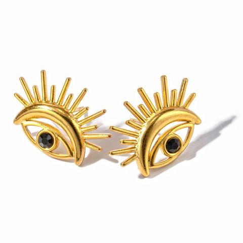 1 Pair Simple Style Devil's Eye Plating Alloy Gold Plated Ear Studs