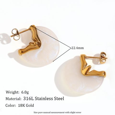 1 Pair Elegant Retro Lady Geometric Plating Stainless Steel 18k Gold Plated Ear Studs