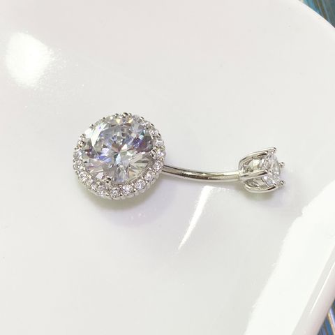 Casual Round Sterling Silver Silver Plated Zircon Belly Ring In Bulk