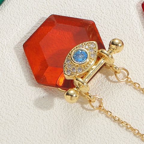 Wholesale Vintage Style Simple Style Devil's Eye 304 Stainless Steel Copper Plating Inlay Glass Zircon Pendant Necklace