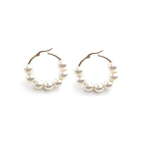 Wholesale Jewelry Simple Style Geometric Solid Color Imitation Pearl Plating Ear Studs