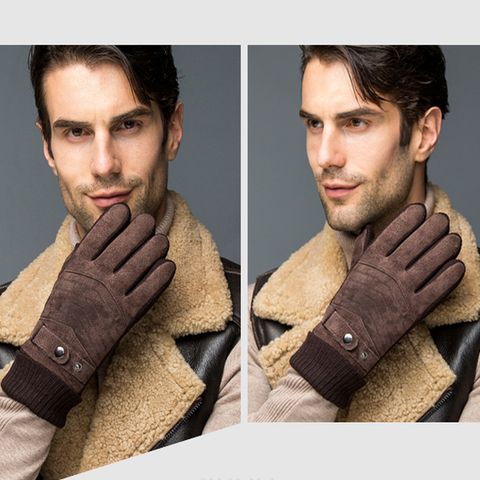 Men's British Style Streetwear Solid Color Gloves 1 Set