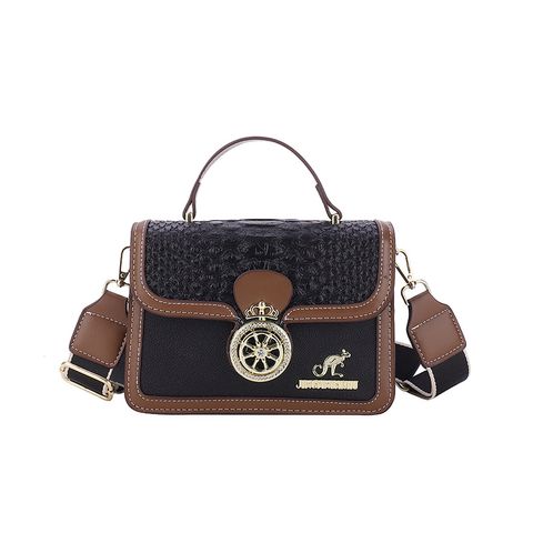 Women's Pu Leather Animal Streetwear Square Lock Clasp Handbag