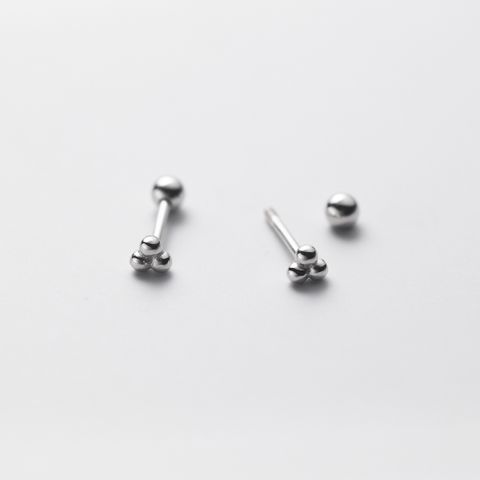 1 Pair Simple Style Solid Color Sterling Silver Ear Studs