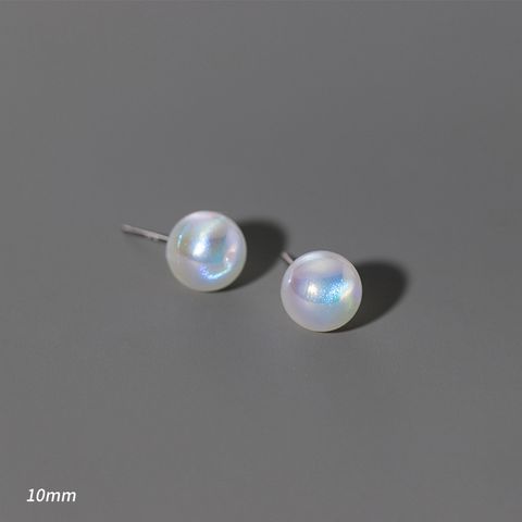 1 Pair Simple Style Round Artificial Pearl Sterling Silver Ear Studs