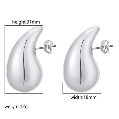 1 Pair Simple Style Water Droplets Plating Titanium Steel Ear Studs
