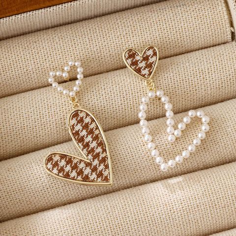 1 Pair Sweet Heart Shape Plating Alloy Gold Plated Drop Earrings
