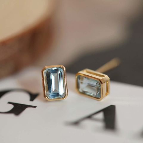 1 Pair Streetwear Shiny Square Plating Inlay Sterling Silver Zircon Silver Plated Ear Studs