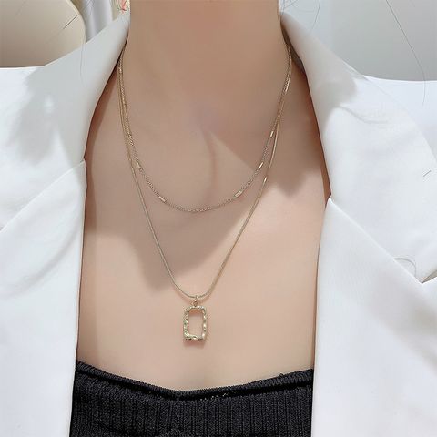 Streetwear Solid Color Alloy White Gold Plated Gold Plated Women's Layered Necklaces