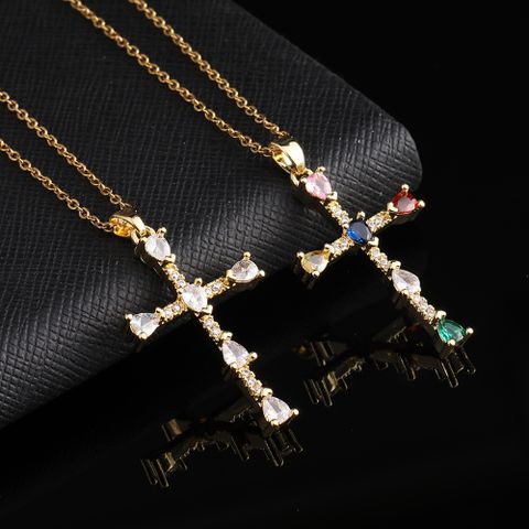 Vintage Style Cross Copper Plating Pendant Necklace