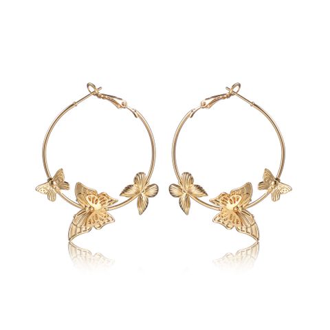 1 Pair Simple Style Classic Style Butterfly Hollow Out Iron Earrings